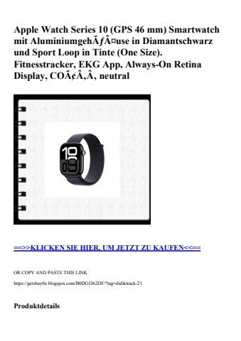 9864 apple watch series 10  gps 46 mm  smartwatch mit aluminiumgehãƒâ¤use in diamantschwarz und sport lo