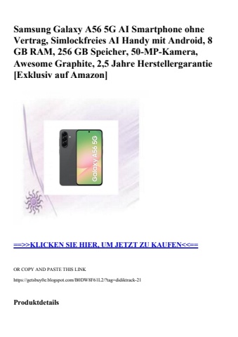 9799 samsung galaxy a56 5g ai smartphone ohne vertrag  simlockfreies ai handy mit android  8 gb ram  256