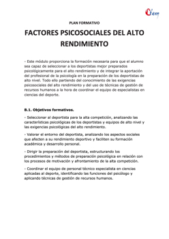 FACTORES PSICOSOCIALES DEL ALTO RENDIMIENTO