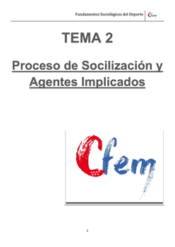 TEMA 2: PROCESO DE SOCIALIZACIÓN Y AGENTES IMPLICADOS