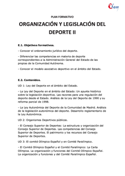 ORGANIZACIÓN Y LEGISLACIÓN DEL DEPORTE