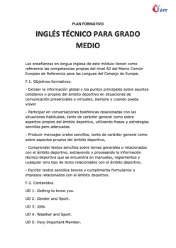 AULACFEM - Plan formativo INGLÉS TÉCNICO PARA GRADO MEDIO