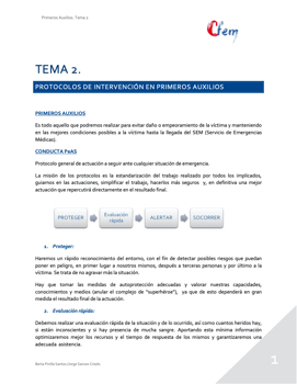 TEMA 2: INTERVENCIÓN EN PRIMEROS AUXILIOS