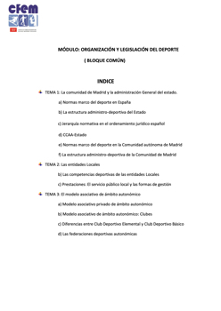 AULACFEM - Índice Organización y Legislación Nivel 1 de Montaña