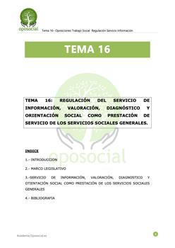 OPOSOCIAL - TEMA 16 - ESQUEMA