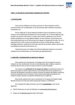 TEMA 5. GESTIÓN DE LOS RECURSOS HUMANOS EN EL DEPORTE
TEMA 5. GESTIÓN DE LOS RECURSOS HUMANOS EN EL DEPORTE