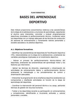 BASES DEL APRENDIZAJE DEPORTIVO