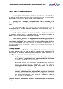 TEMA 8 DISCAPACIDAD VISUAL Y DEPORTE