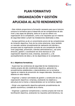 ORGANIZACIÓN Y GESTIÓN APLICADA AL ALTO RENDIMIENTO