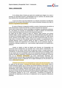 DEPORTE ADAPTADO Y DISCAPACIDAD - TEMA 1 INTRODUCCIÓN 2026