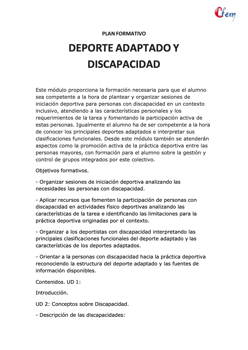 DEPORTE ADAPTADO Y DISCAPACIDAD 2026