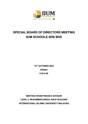 Special Board of Directors Meeting of ISSB -13