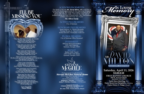 Mr. David Milton - Keepsake Program