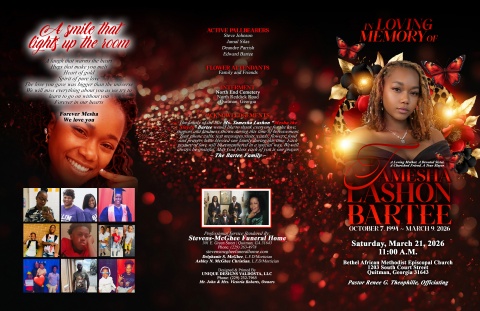Tamesha Lashon Bartee - Keepsake Program (11x17)