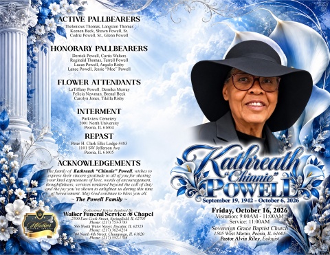 Kathreath (Chinnie) Powell - Keepsake Program (8.5x11)