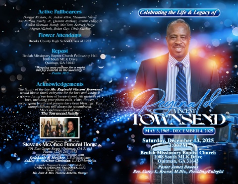 Mr. Reginald Vincent Townsend - Keepsake Program