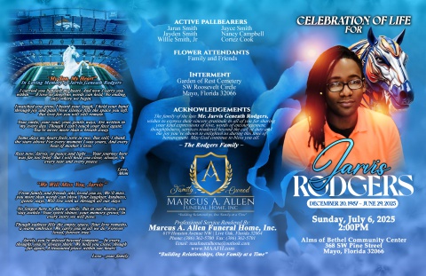 2025 - Mr. Jarvis Rodgers - Keepsake Program