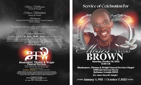 2025 - Moses Remar Brown - Funeral Program