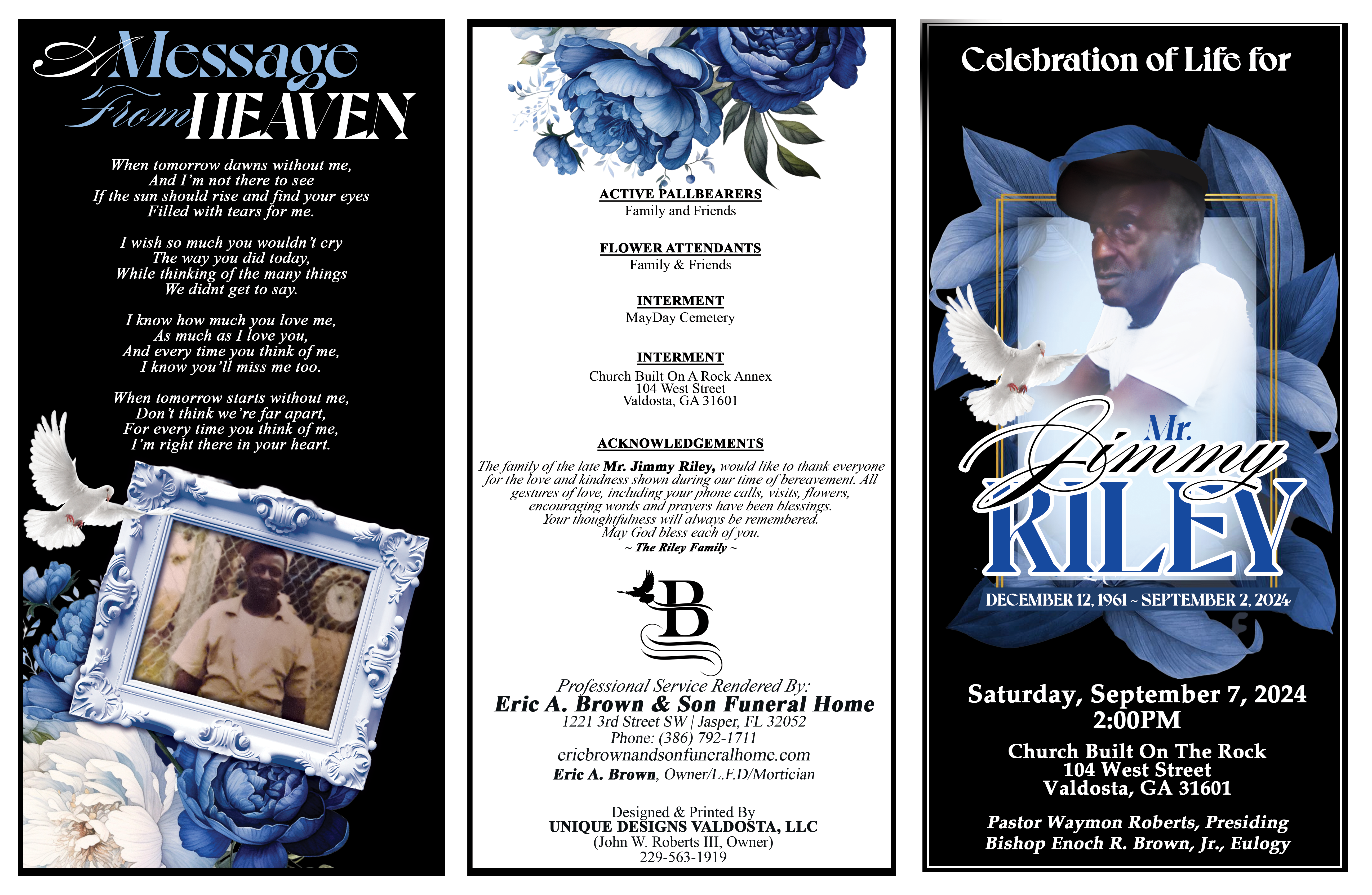 Mr. Jimmy Riley - Funeral Program