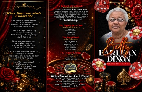 Betty Earlean Dixon - Keepsake Program (11x17)