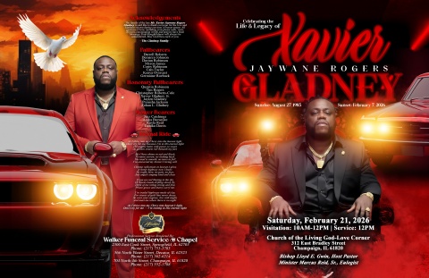 Mr. Xavier Jaywane Rogers Gladney - Keepsake Booklet Program