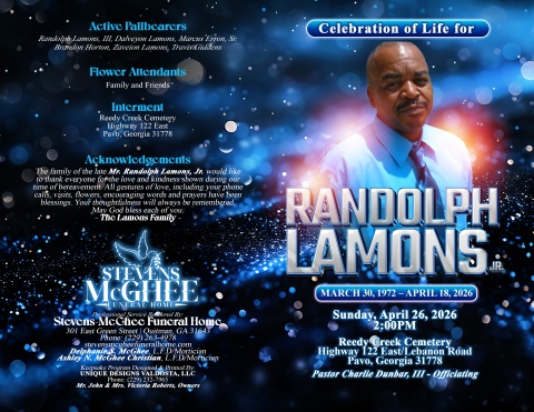 Mr. Randolph Lamons, Jr. - Keepsake Program