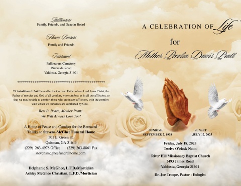 2025 - Mother Pecolia Davis Pratt - Keepsake Program