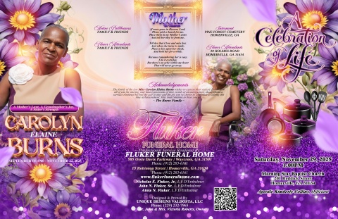 Mrs. Carolyn Elaine Burns - Keepsake Program