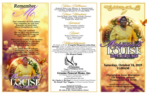 Evangelist Margaret Louise Bean Howard - Keepsake Program