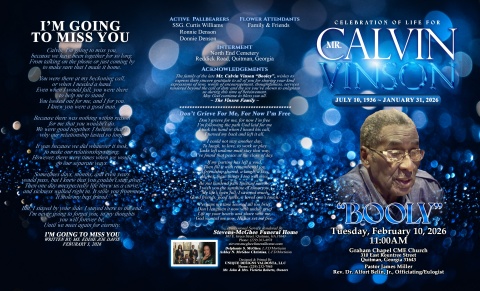 Mr. Calvin Vinson - Booly - Keepsake Program