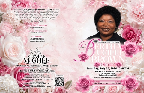 Bertha Lucille Brown - Keepsake Booklet (11x17)