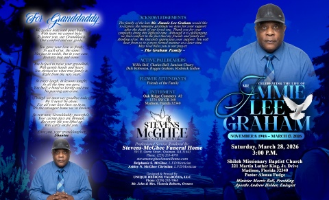 Mr. Jimmie Lee Graham - Keepsake Program (8.5x14) Tri-Fold