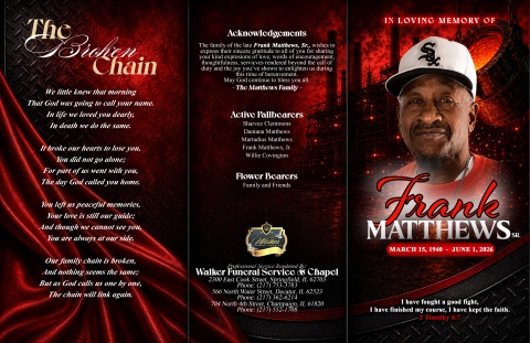 Frank Matthews, Sr. - Keepsake Program (11x17)
