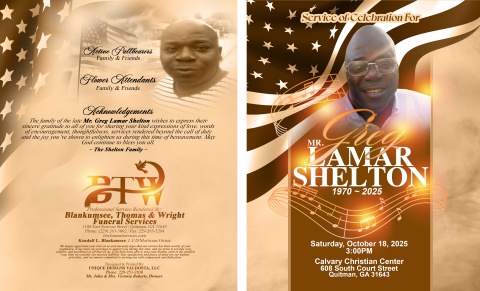 Greg Shelton - Funeral Program
