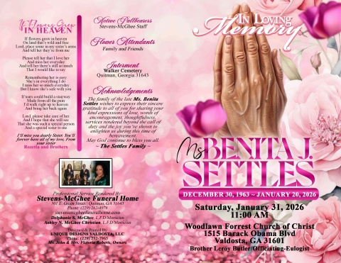 Ms. Benita J. Settles - Keepsake Program