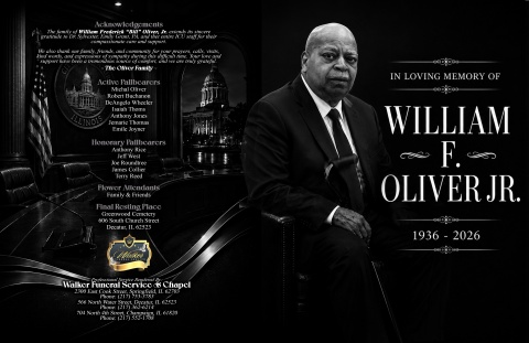 William Frederick (Bill) Olvier, Jr. - Keepsake Program Booklet
