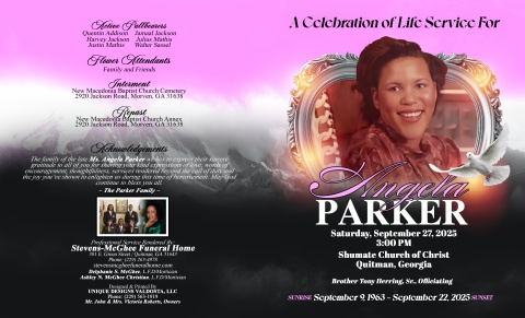 Angela Parker - Funeral Program