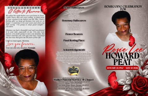 Rosie Lee (Howard) Peat - Keepsake Program (11x17)