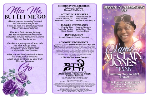 2025 - 11x17 - Sandra MccClain Jones - Keepsake Program