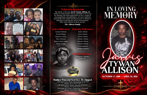 Jarvis Tywan Allison, Jr - Keepsake Program (11x17)