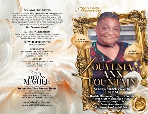 Mrs. Louvenia Ann Fountain - Keepsake Program (8.5x11) Bi-Fold