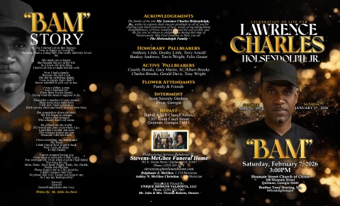 Mrs. Lawrence Charles Holsendolph, Jr - Keepsake Program