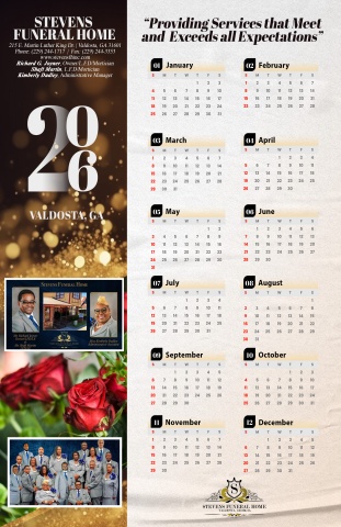 2026 - Stevens Funeral Home -Calendars