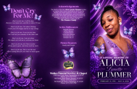 Alicia Lynette Plummer - Keepsake Program (11x17)