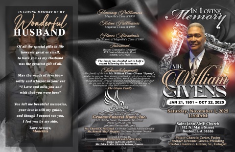 Mr. William Elmer Givens - Keepsake Program