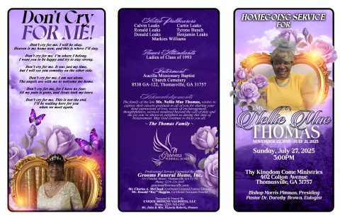 2025 - Ms. Nellie Mae Thomas - Funeral Program