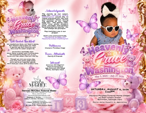 Baby Girl Heavenly Grace Washington - Keepsake Program (8.5x11)