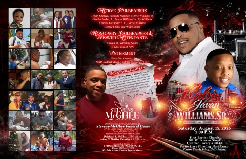 Calvin Javan Williams, Sr., - Keepsake Program (11x17)