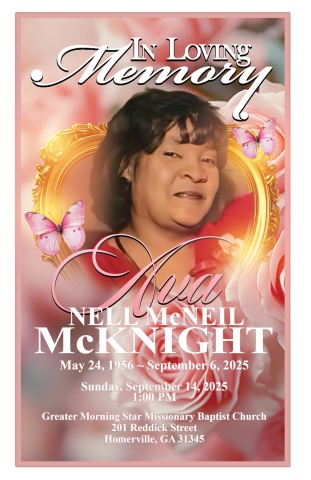2025 - Ava Nell McNeil McKnight - Funeral Program