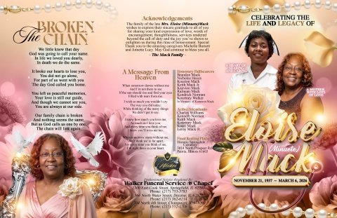 Mrs. Eloise (Minuete) Mack - Keepsake Program